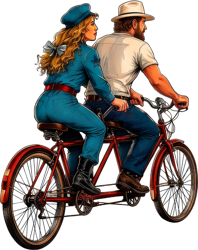 Sugarland tandem bike illustration